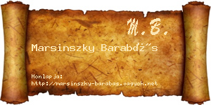 Marsinszky Barabás névjegykártya